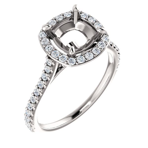 14k White Gold Halo Engagement Ring Arezzo Jewelers Elmwood Park, IL