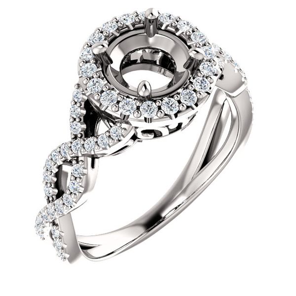 14k White Gold Halo Diamond Engagement Ring Arezzo Jewelers Elmwood Park, IL