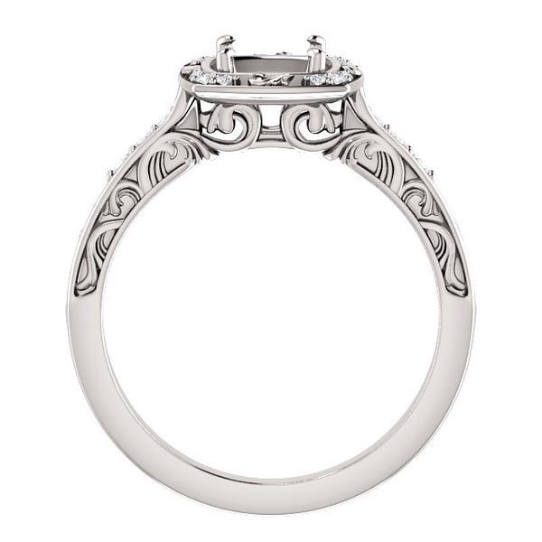 14K White Gold Halo Engagement Ring Image 2 Arezzo Jewelers Elmwood Park, IL