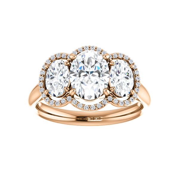 3-Stone Halo-Style Oval Engagement Ring Arezzo Jewelers Elmwood Park, IL