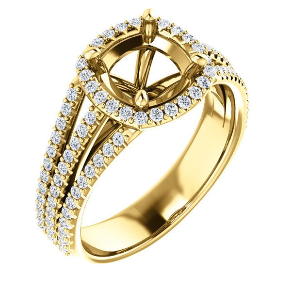 14k Yellow Cushion Halo Engagement Ring Image 3 Arezzo Jewelers Elmwood Park, IL