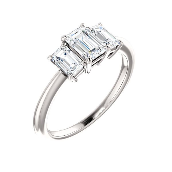 Emerald Shape 3-Stone Engagement Ring Image 3 Arezzo Jewelers Elmwood Park, IL