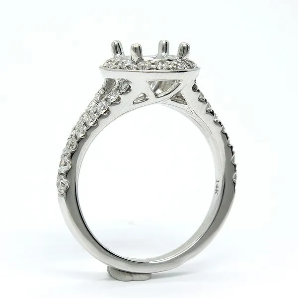 14k White Gold Diamonds Halo Engagement Ring Image 3 Arezzo Jewelers Elmwood Park, IL
