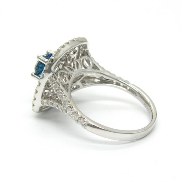 18k White Gold Art Deco Ring with Blue Diamond Image 3 Arezzo Jewelers Elmwood Park, IL