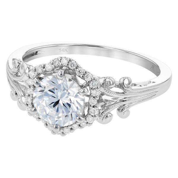 White Gold Halo Diamond Engagement Ring Image 3 Arezzo Jewelers Elmwood Park, IL