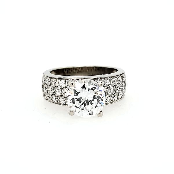 14k White Gold French Pave Diamond Engagement Ring Arezzo Jewelers Elmwood Park, IL