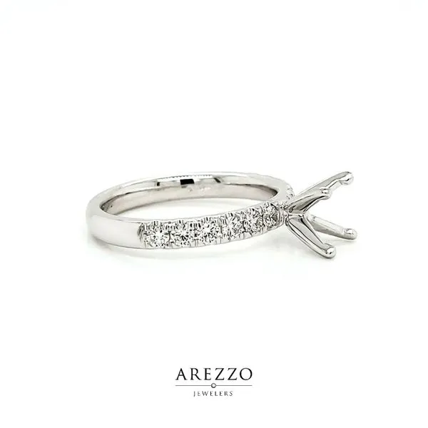18k White Gold Single Row Pave Engagement Ring Mounting, .45cts Image 2 Arezzo Jewelers Elmwood Park, IL