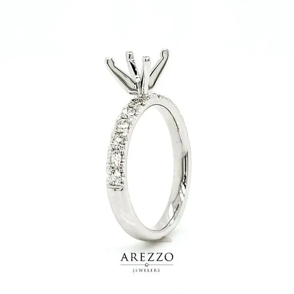 18k White Gold Single Row Pave Engagement Ring Mounting, .45cts Image 3 Arezzo Jewelers Elmwood Park, IL