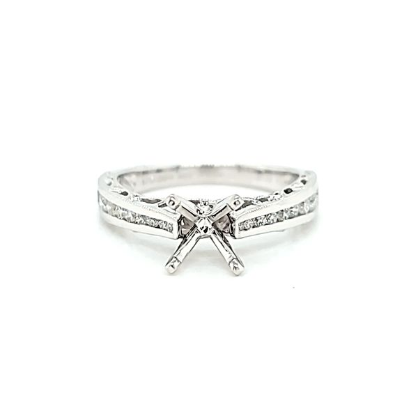 14k White Gold Vintage Design Engagement Ring Mounting Arezzo Jewelers Elmwood Park, IL