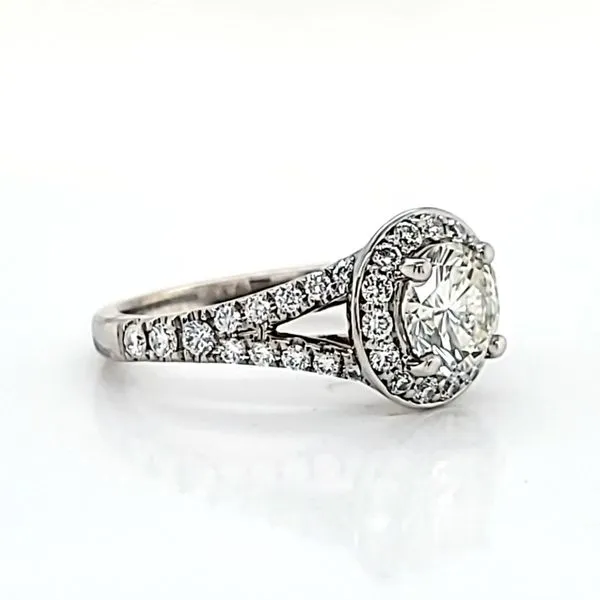 14k White Gold Round Diamond Halo Engagement Ring Image 2 Arezzo Jewelers Elmwood Park, IL