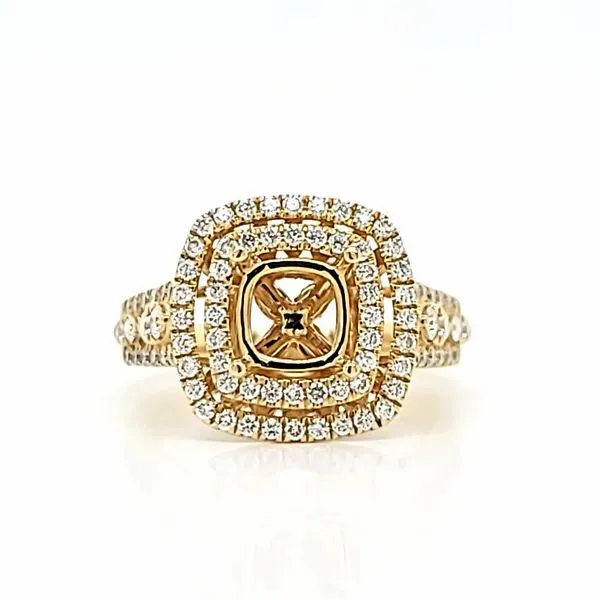 14k Yellow Gold Double Halo Diamond Engagement Ring Mounting Arezzo Jewelers Elmwood Park, IL