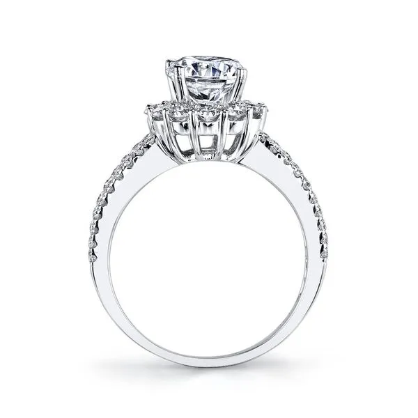 Halo Baguette and Round Diamond Engagement Ring Image 2 Arezzo Jewelers Elmwood Park, IL