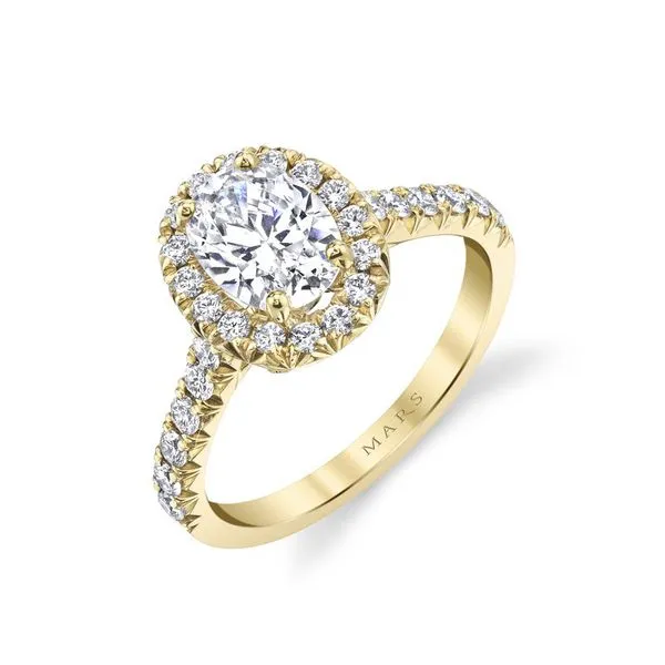 14k Yellow Gold Oval Halo Diamond Engagement Ring Mounting Image 2 Arezzo Jewelers Elmwood Park, IL