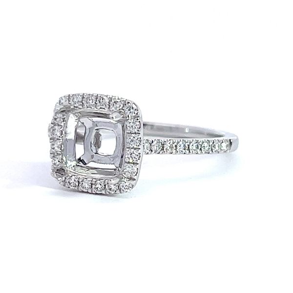 14k White Gold Cushion Halo Engagement Ring Mounting Image 2 Arezzo Jewelers Elmwood Park, IL