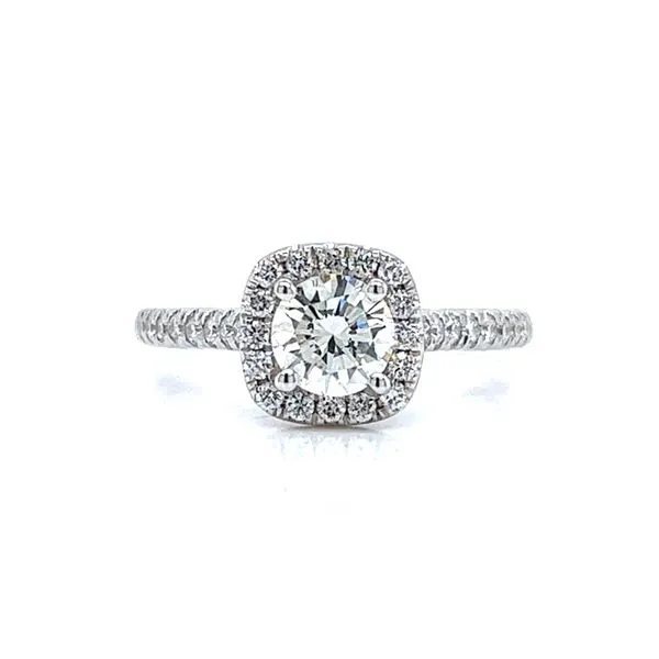 14k White Gold 1.11ct Natural Diamond Halo Engagement Ring Arezzo Jewelers Elmwood Park, IL