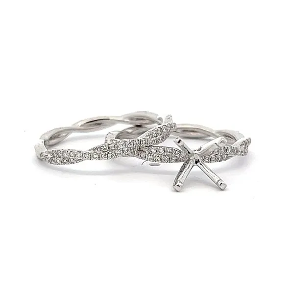 14K White Gold Diamond Bridal Set Mounting Arezzo Jewelers Elmwood Park, IL