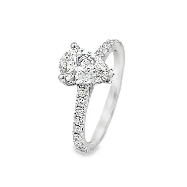 1.71cttw Lab Grown Peard Diamond Hidden Halo Engagement Ring in White Gold Image 2 Arezzo Jewelers Elmwood Park, IL