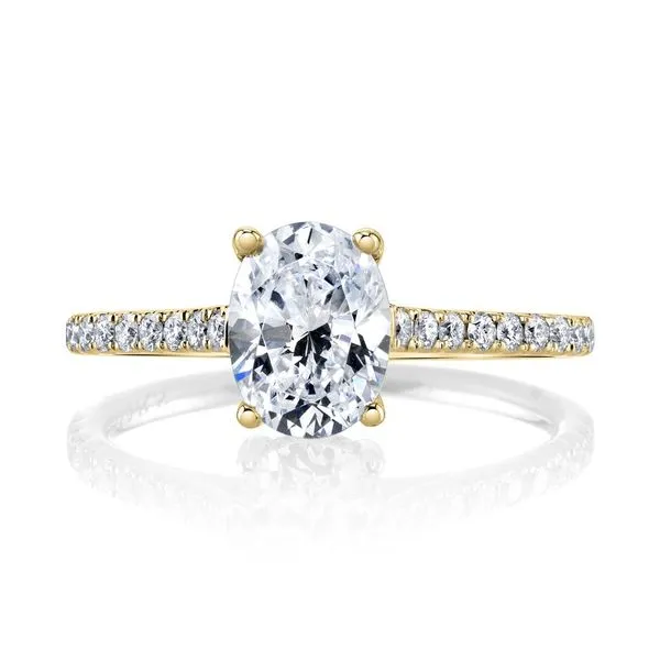 14 Karat Yellow Gold Hidden Halo Diamond Engagement Ring Mounting Arezzo Jewelers Elmwood Park, IL