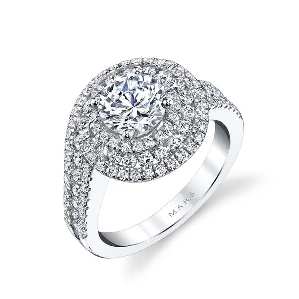 White Gold Halo Bypass Diamond Engagement Ring Mounting Image 2 Arezzo Jewelers Elmwood Park, IL