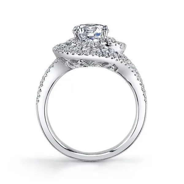 White Gold Halo Bypass Diamond Engagement Ring Mounting Image 3 Arezzo Jewelers Elmwood Park, IL