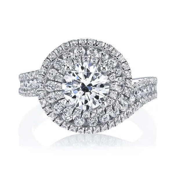 White Gold Halo Bypass Diamond Engagement Ring Mounting Arezzo Jewelers Elmwood Park, IL