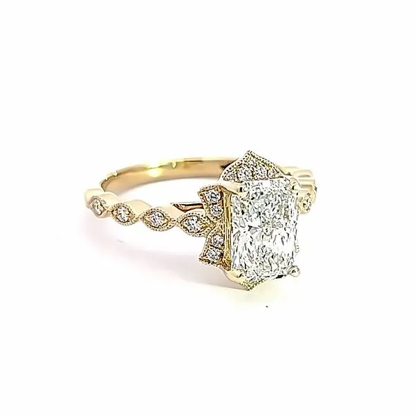 Vintage Halo Diamond Engagement Ring Mounting Image 2 Arezzo Jewelers Elmwood Park, IL