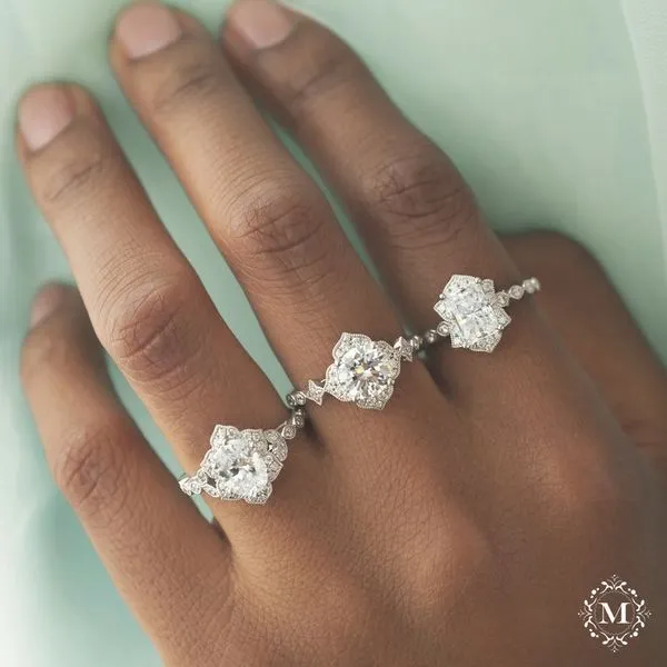 Vintage Halo Diamond Engagement Ring Mounting Image 4 Arezzo Jewelers Elmwood Park, IL