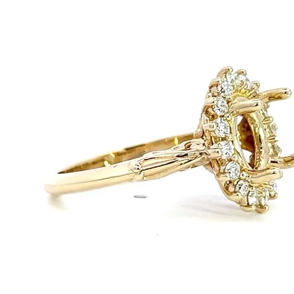 14 Karat Yellow Gold Vintage Style Halo Engagement Ring Mounting Image 3 Arezzo Jewelers Elmwood Park, IL
