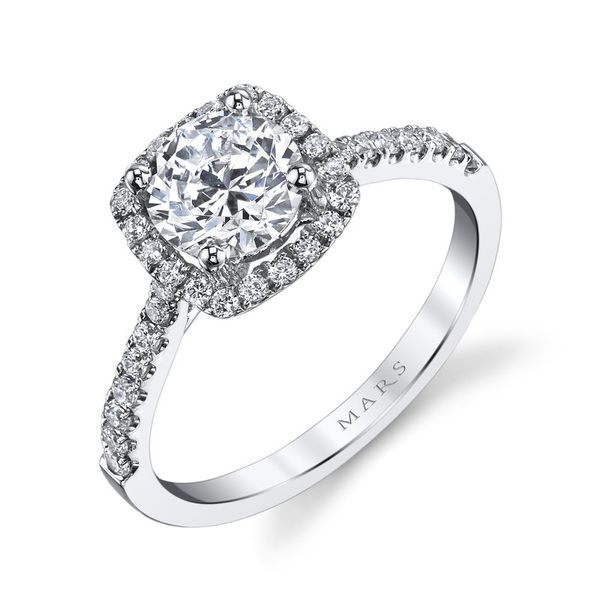 14k White Gold Cushion Halo Engagement Ring Mounting Image 2 Arezzo Jewelers Elmwood Park, IL