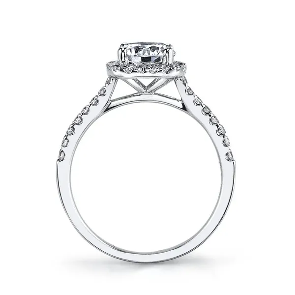 14k White Gold Cushion Halo Engagement Ring Mounting Image 3 Arezzo Jewelers Elmwood Park, IL