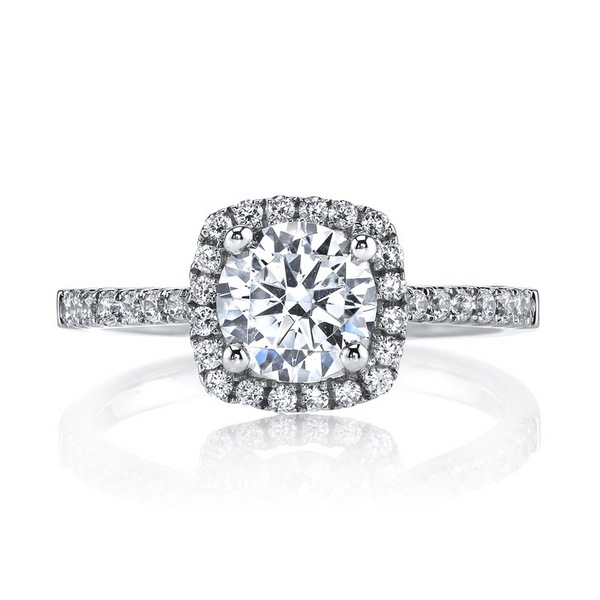 14k White Gold Cushion Halo Engagement Ring Mounting Arezzo Jewelers Elmwood Park, IL