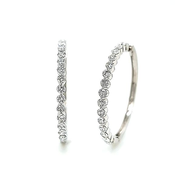 14k White Gold Large In & Out Diamond Hoop Earrings, 2.07cts Arezzo Jewelers Elmwood Park, IL