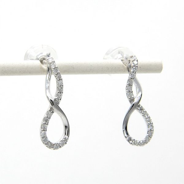 14K White Gold Diamond Twist Earrings Arezzo Jewelers Elmwood Park, IL