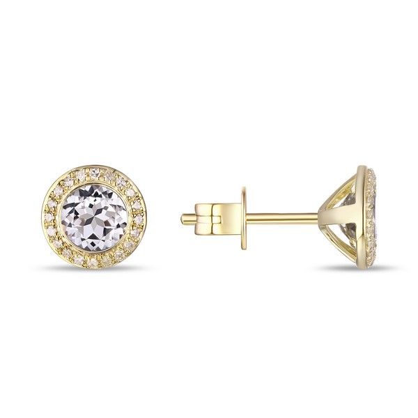 14k Yellow Gold Diamond & White Topaz - Halo Martini Earrings Arezzo Jewelers Elmwood Park, IL