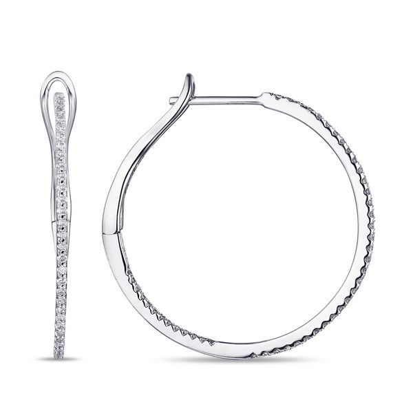 14k White Gold Diamond Hoop Earrings - .24cts Arezzo Jewelers Elmwood Park, IL