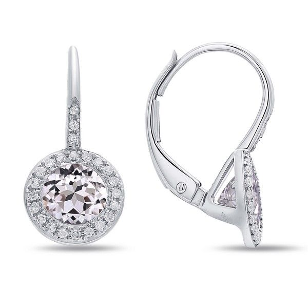 White Gold Diamond & White Topaz Halo Earrings Arezzo Jewelers Elmwood Park, IL
