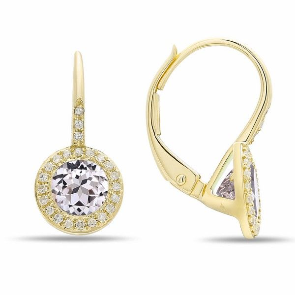 Yellow Gold Diamond & White Topaz Halo Earrings Arezzo Jewelers Elmwood Park, IL