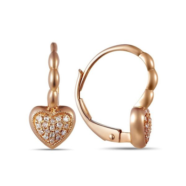 Rose Gold Diamond Leverback Heart Earrings - .08cts Arezzo Jewelers Elmwood Park, IL