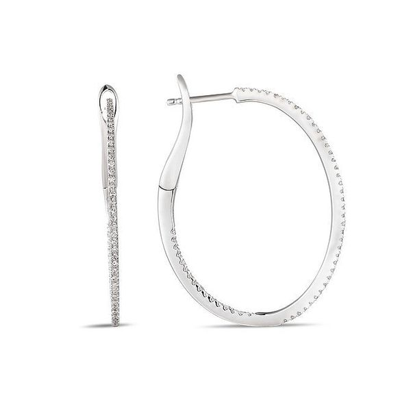 White Gold In and Out Oval Hoop Earrings - .26cts Arezzo Jewelers Elmwood Park, IL