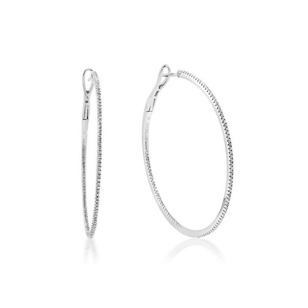 Large Pave Diamond White Gold Hoop Earrings - .75cts Arezzo Jewelers Elmwood Park, IL