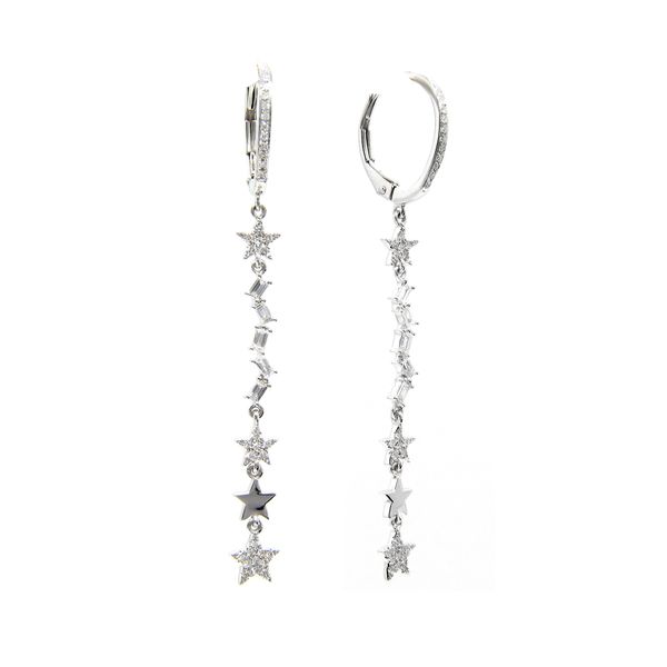 White Gold Diamond Star Dnagle Earrings - .43cts Image 2 Arezzo Jewelers Elmwood Park, IL