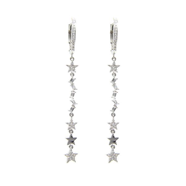 White Gold Diamond Star Dnagle Earrings - .43cts Arezzo Jewelers Elmwood Park, IL