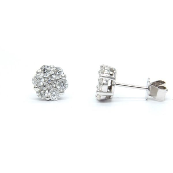 14k White Gold Diamond Stud Earrings - .76cts Image 2 Arezzo Jewelers Elmwood Park, IL