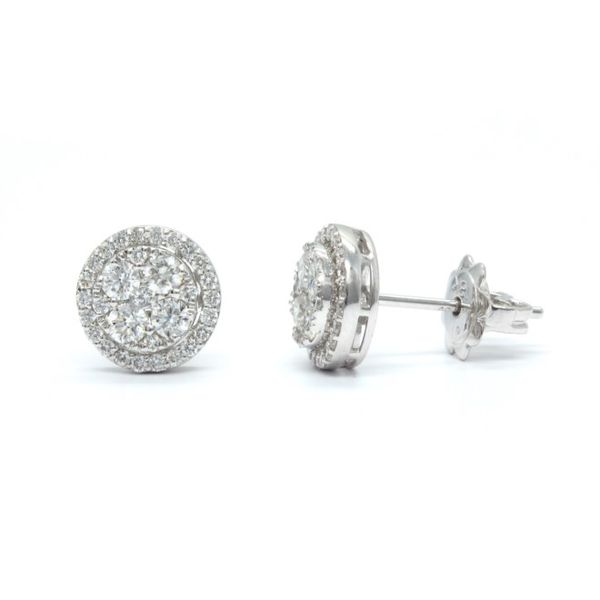 18k White Gold Halo Diamond Stud Earrings - .81cts Image 2 Arezzo Jewelers Elmwood Park, IL