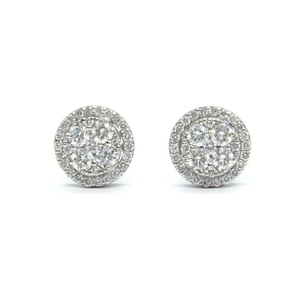 18k White Gold Halo Diamond Stud Earrings - .81cts Arezzo Jewelers Elmwood Park, IL