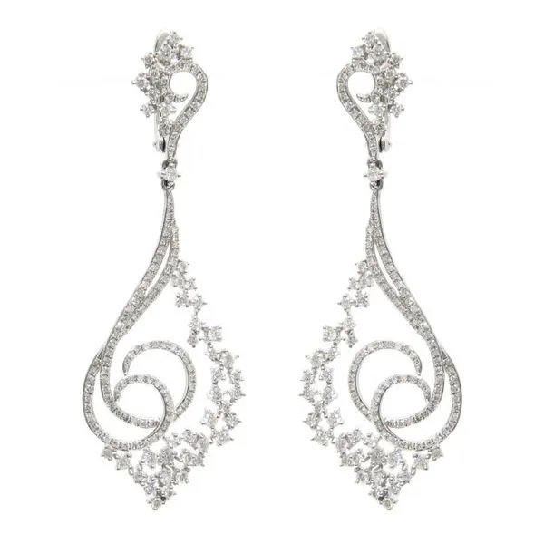 Designer White Gold Diamond Drop Earrings - 2.84cts Arezzo Jewelers Elmwood Park, IL