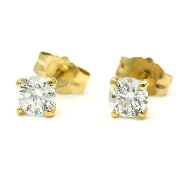 Yellow Gold Round Diamond Stud Earrings, .38cts Arezzo Jewelers Elmwood Park, IL