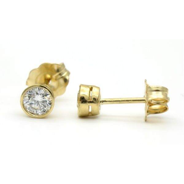 Yellow Gold Bezel Set Diamond Stud Earrings, .40cts Image 2 Arezzo Jewelers Elmwood Park, IL