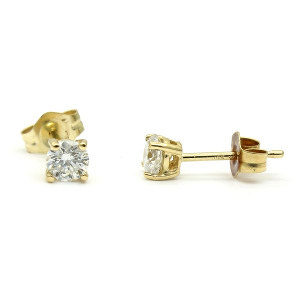 Yellow Gold Diamond Stud Earrings, .40cts Image 2 Arezzo Jewelers Elmwood Park, IL