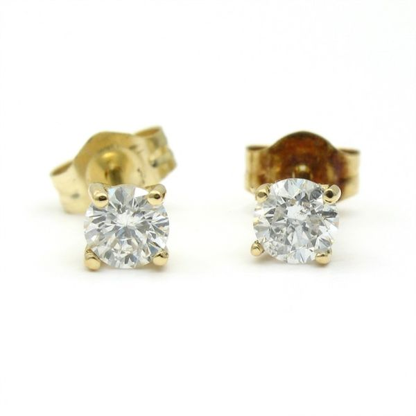 Yellow Gold Diamond Stud Earrings, .40cts Arezzo Jewelers Elmwood Park, IL